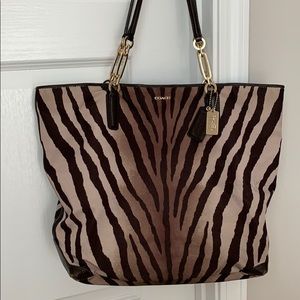 Brown zebra Coach tote